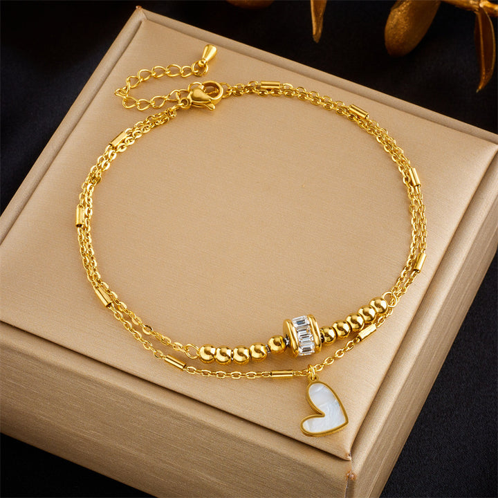 Fashion Jewelry Boho Classic Love Heart Ankle Chain Double Layer Chain Bracelet Anklet Charm Tassel Leg Chain On Foot Chain Women Party Jewelry Accessories. baic side 