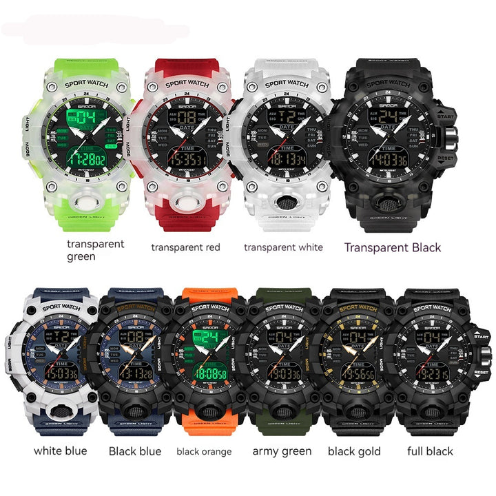 Multifunctional Men's Fashion Korean Style Waterproof Shockproof Transparent Watch. front packet