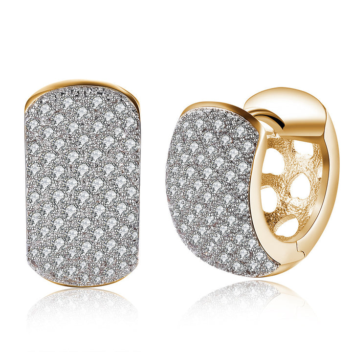 Single Row Diamond Gold Zircon Romantic Style Earring Ear Clip Women. basic side 
