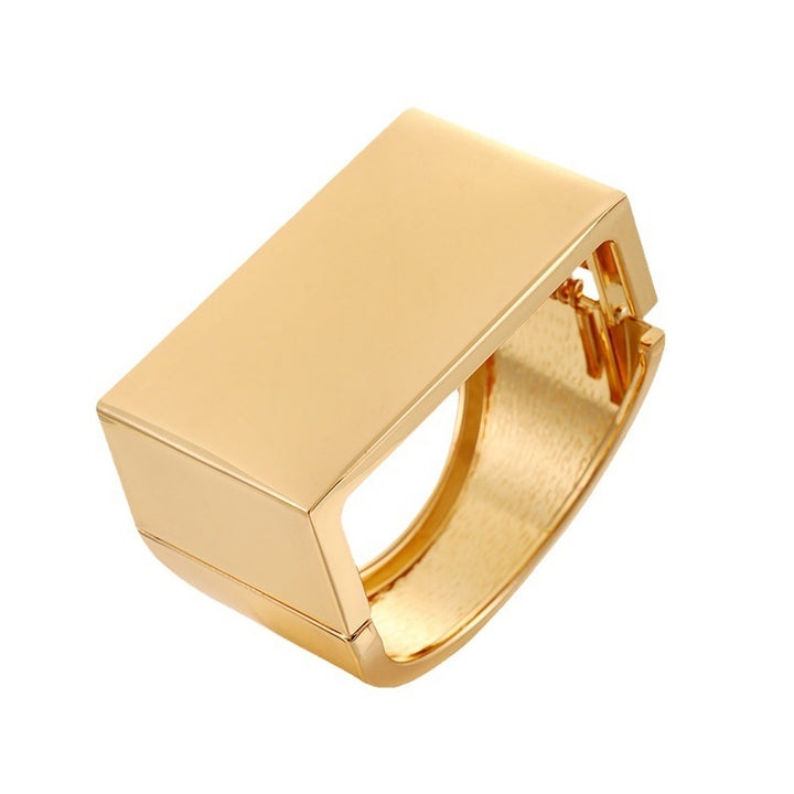 Retro Glossy Exaggerated Striped Water Drop Adjustable Open Asymmetric Women's Wide Bracelet.  front side 