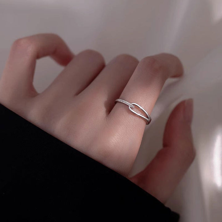 Difeng 999 Sterling Silver Light Luxury Minority Frosted Ring. basic side 