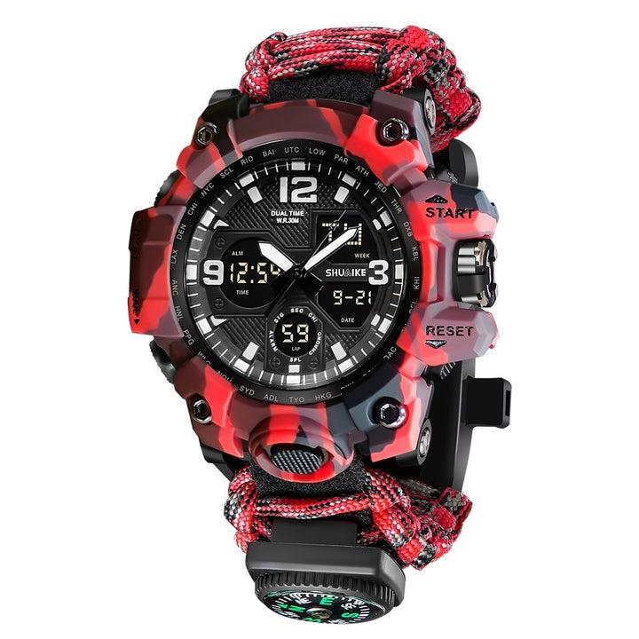 Double Display Electronic Watch Whistle Ignition Compass Thermometer Watch Men. Detail